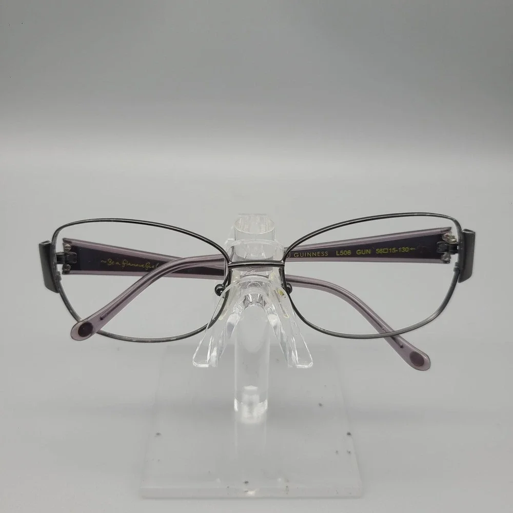 Lulu Guinness L506 Gunmetal Purple Oval Eyeglass Frames 56-15-130